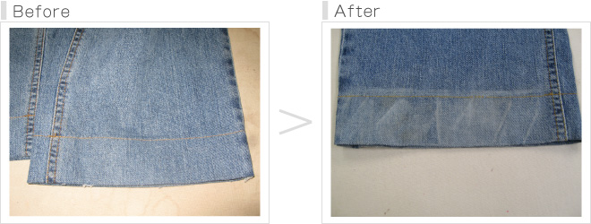 デニム裾の中古加工
